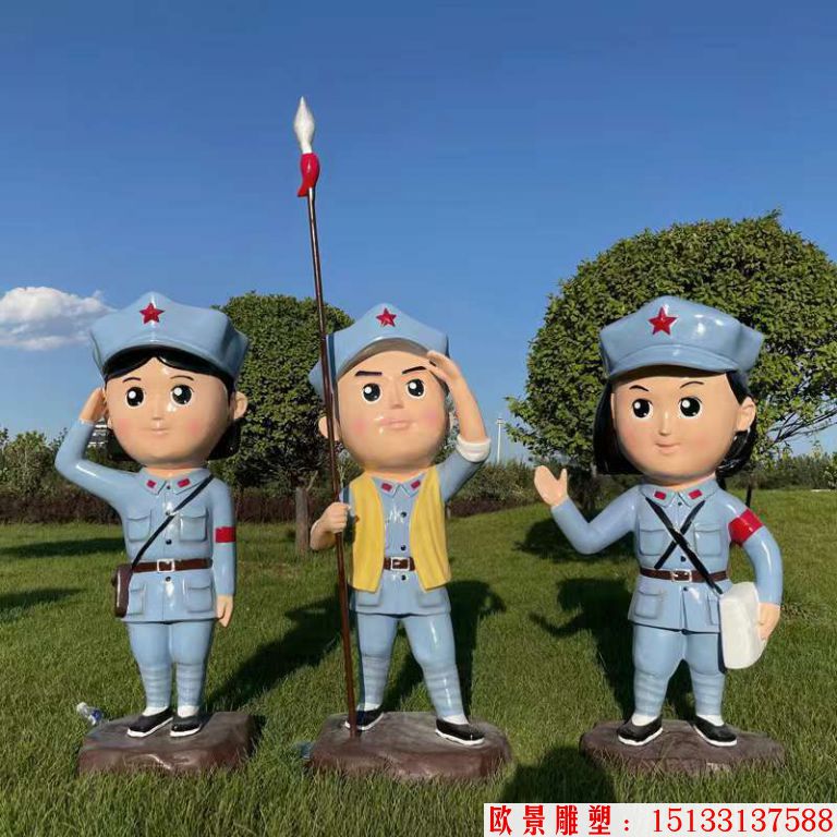 玻璃钢卡通小红军雕塑 革命小红军卡通6