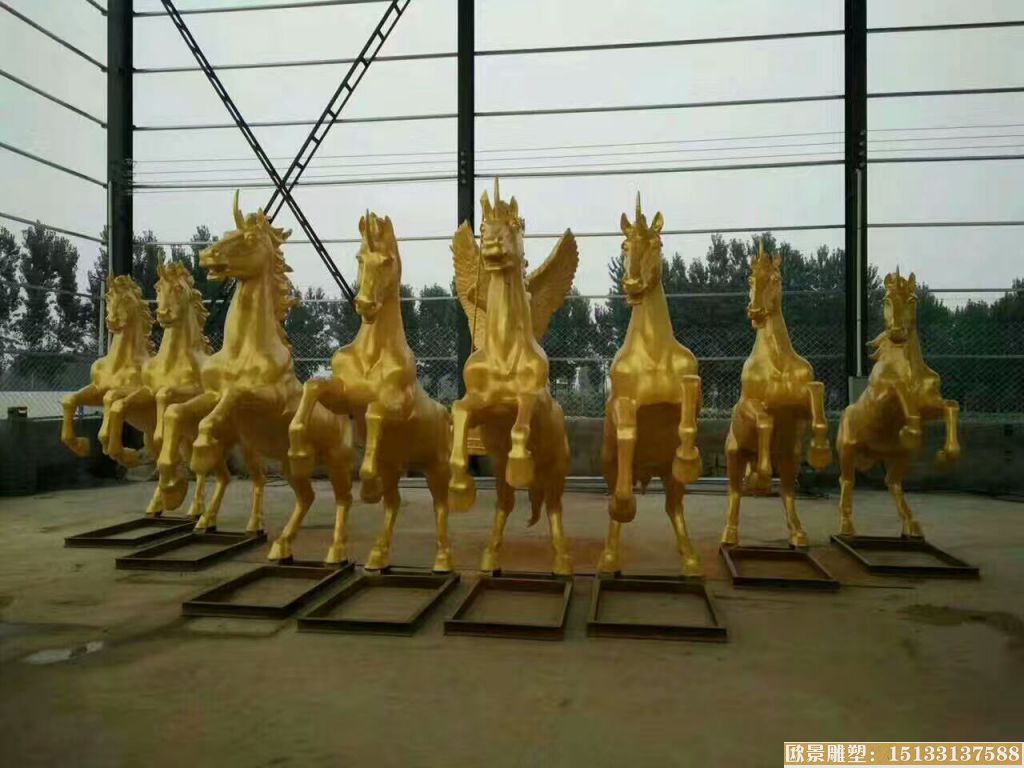 铜雕塑 八个马奔腾雕塑