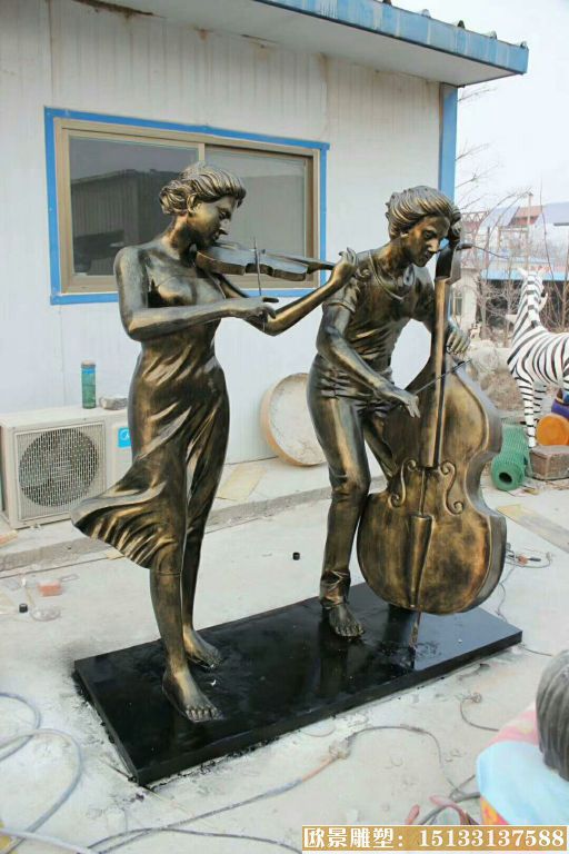 音乐人 玻璃钢仿铜雕塑