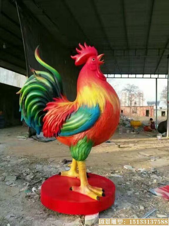 公鸡雕塑 玻璃钢仿真动物雕塑