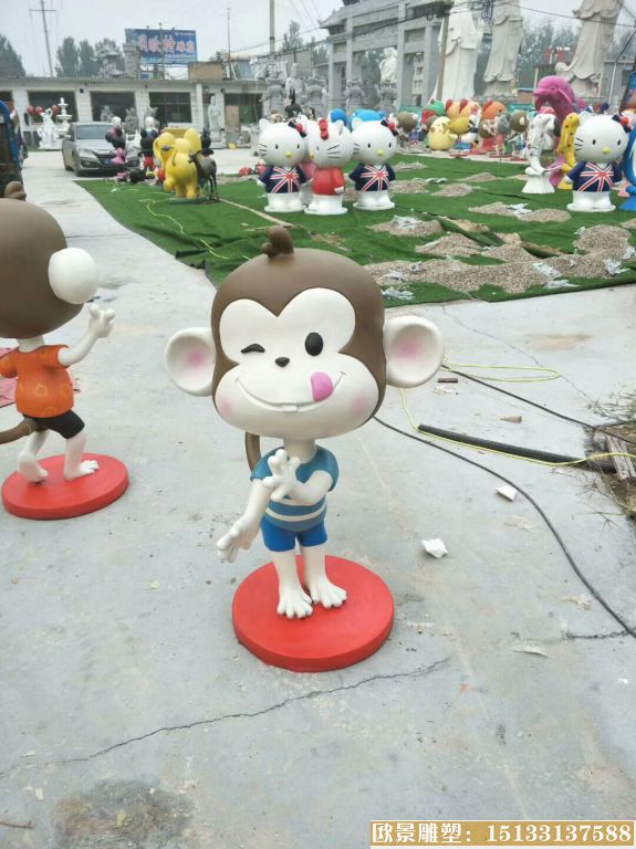 彩绘猴子 玻璃钢动物雕塑